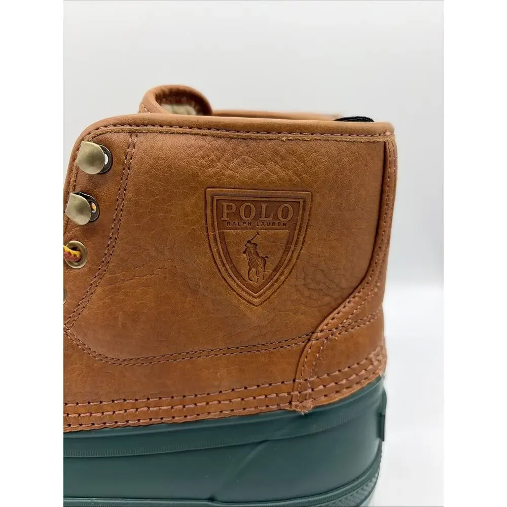 Polo Ralph Lauren Claus Lace-Up Mid Cut Duck Boots Leather Rubber Mens 8 NWT